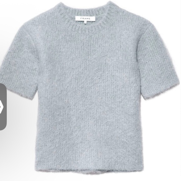 Frame Denim Sweaters - Frame Gray Short Sleeve Sweater Size Small Alpaca-Blend Cropped